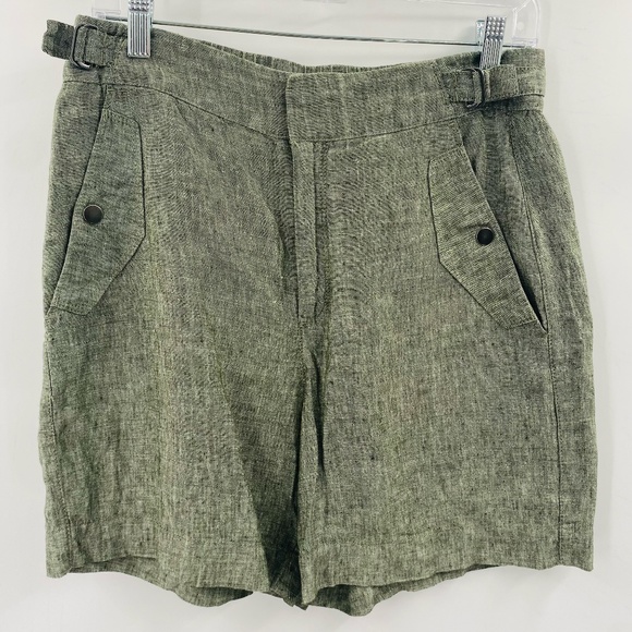 Athleta Voyager Linen Shorts Women’s Size 6 Aspen Olive Green - Picture 1 of 5